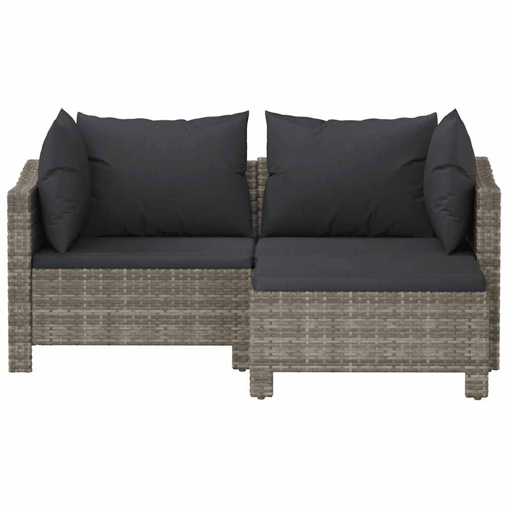 Vidaxl - Salon de jardin 3 pcs avec coussins Gris Résine tressée vidaXL 362685 - Image 5