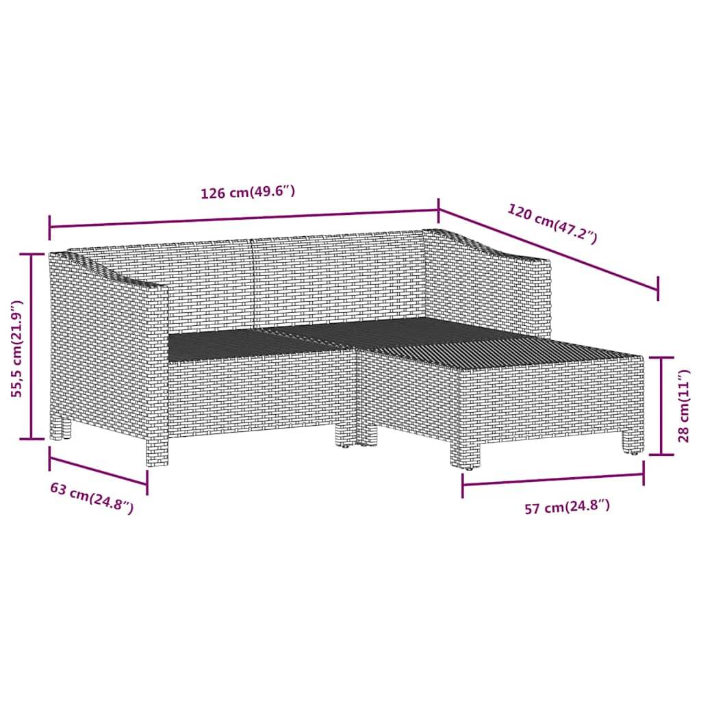 Vidaxl - Salon de jardin 3 pcs avec coussins Gris Résine tressée vidaXL 362685 - Image 3
