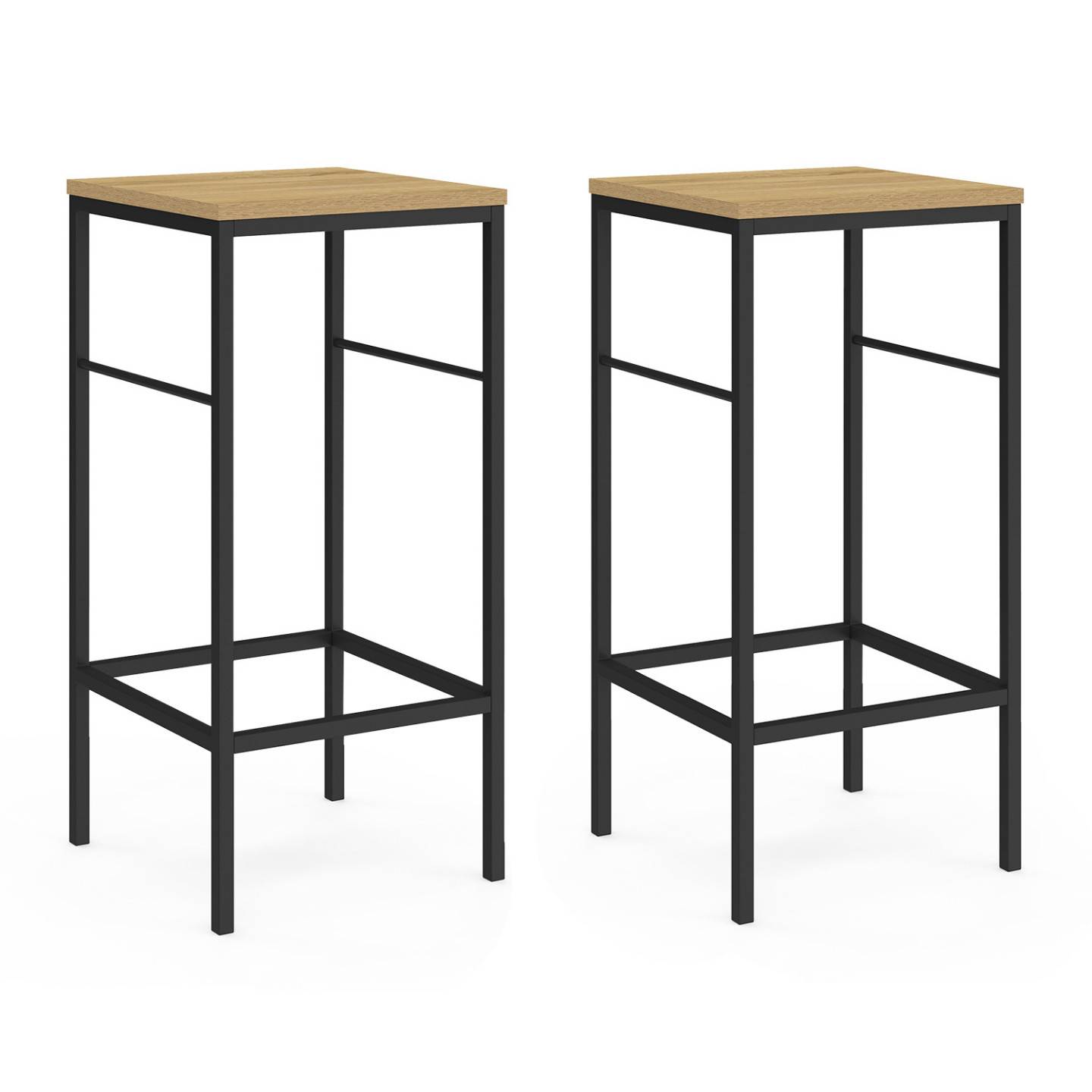 Lot de 2 tabourets de bar DETROIT design industriel - Image 2
