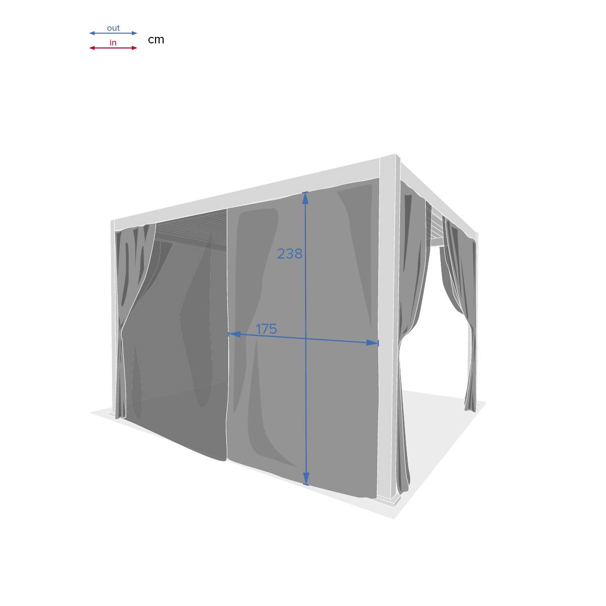 Hesperide - Kit de rideaux, moustiquaires et rails pour pergola bioclimatique "Evora" 3,6 x 3,6m Gris clair Hespéride - Imagen 5