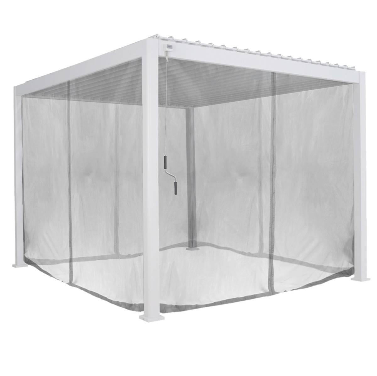 Hesperide - Kit de rideaux, moustiquaires et rails pour pergola bioclimatique "Evora" 3,6 x 3,6m Gris clair Hespéride - Imagen 3