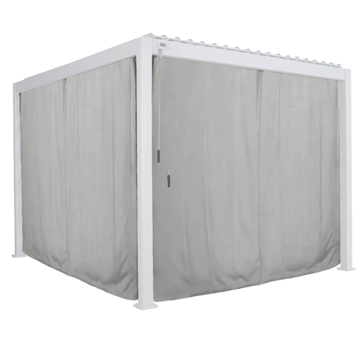 Hesperide - Kit de rideaux, moustiquaires et rails pour pergola bioclimatique "Evora" 3,6 x 3,6m Gris clair Hespéride - Imagen 2