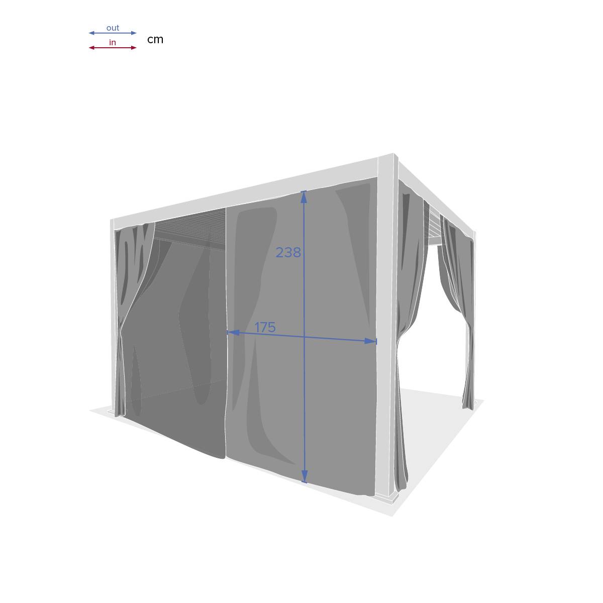 Hesperide - Kit de rideaux, moustiquaires et rails pour pergola bioclimatique "Evora" 3,6 x 3,6m Gris clair Hespéride - Imagen 6