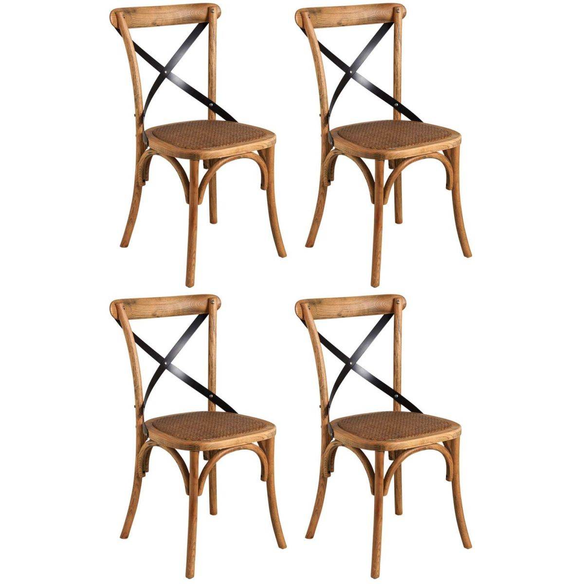 Aubry Gaspard - Chaise bistrot en hêtre vieilli Lot de 4 - Imagen 1