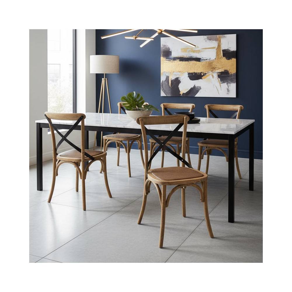Aubry Gaspard - Chaise bistrot en hêtre vieilli Lot de 4 - Imagen 2