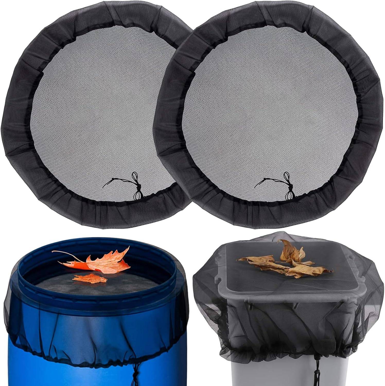IntiMeg - 2 Pièces Filet de protection pour réservoir récupérateur d'eau de pluie, Diamètre 95 cm, avec cordon de serrage - IntiMeg - Image 1