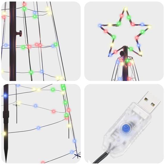 Sapin de Noël | Arbre de Noël LED avec piquets au sol Multicolore 250 cm Fer Maison Chic - Image 6