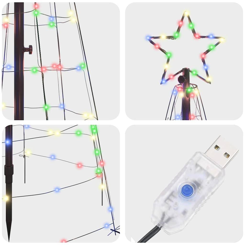 Sapin de Noël | Arbre de Noël LED avec piquets au sol Multicolore 250 cm Fer Maison Chic - Image 6