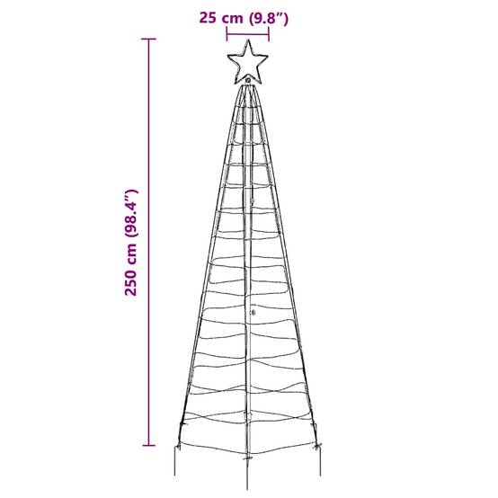 Sapin de Noël | Arbre de Noël LED avec piquets au sol Multicolore 250 cm Fer Maison Chic - Image 9
