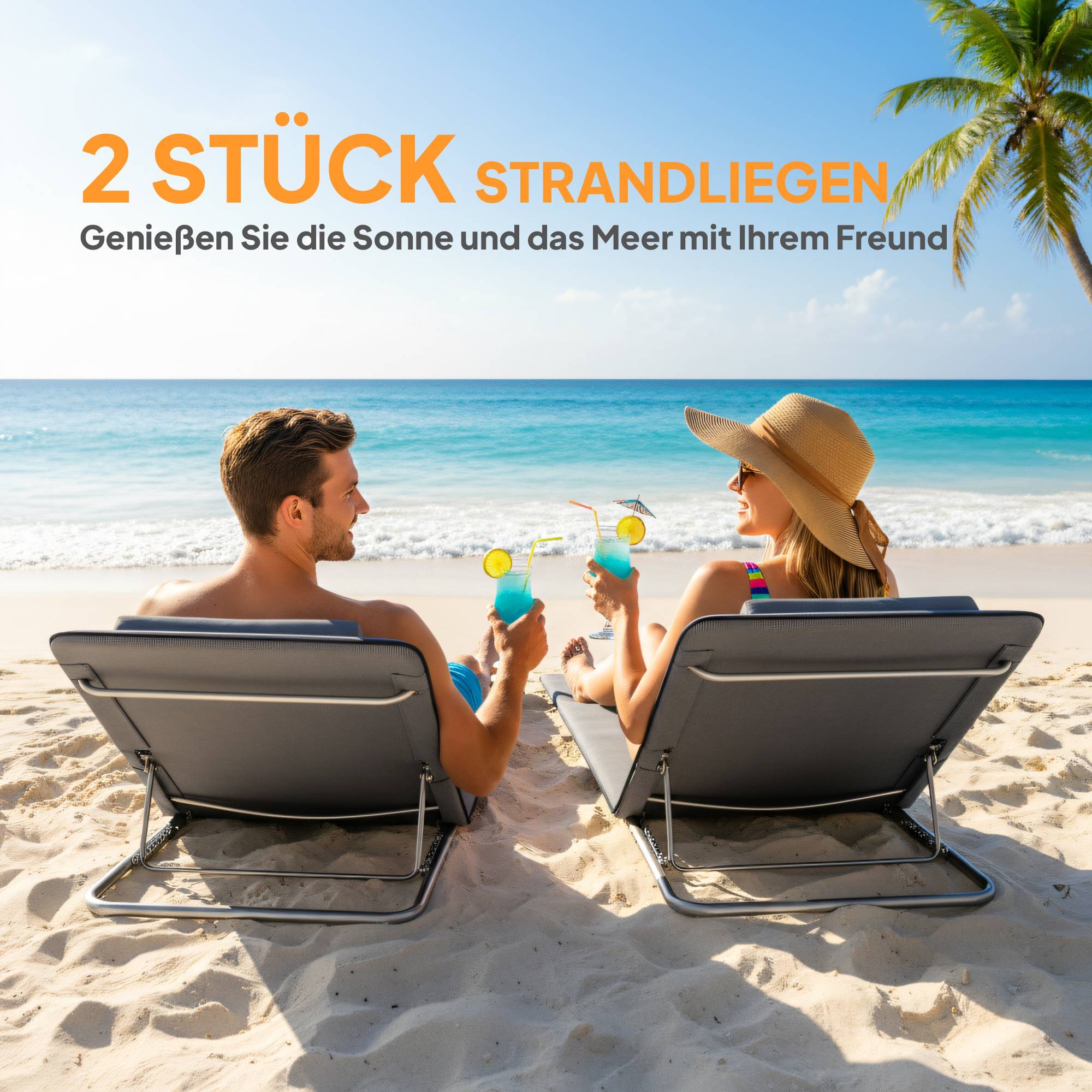 Transat pliable avec appui-tête, chaise longue de plage, dossier réglable 5 positions, sac transport, jardin plage piscine gris - Image 6