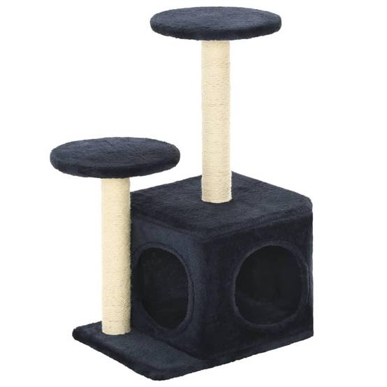Helloshop26 - Arbre à chat griffoir grattoir niche jouet animaux peluché en sisal 60cm bleu foncé - Image 2