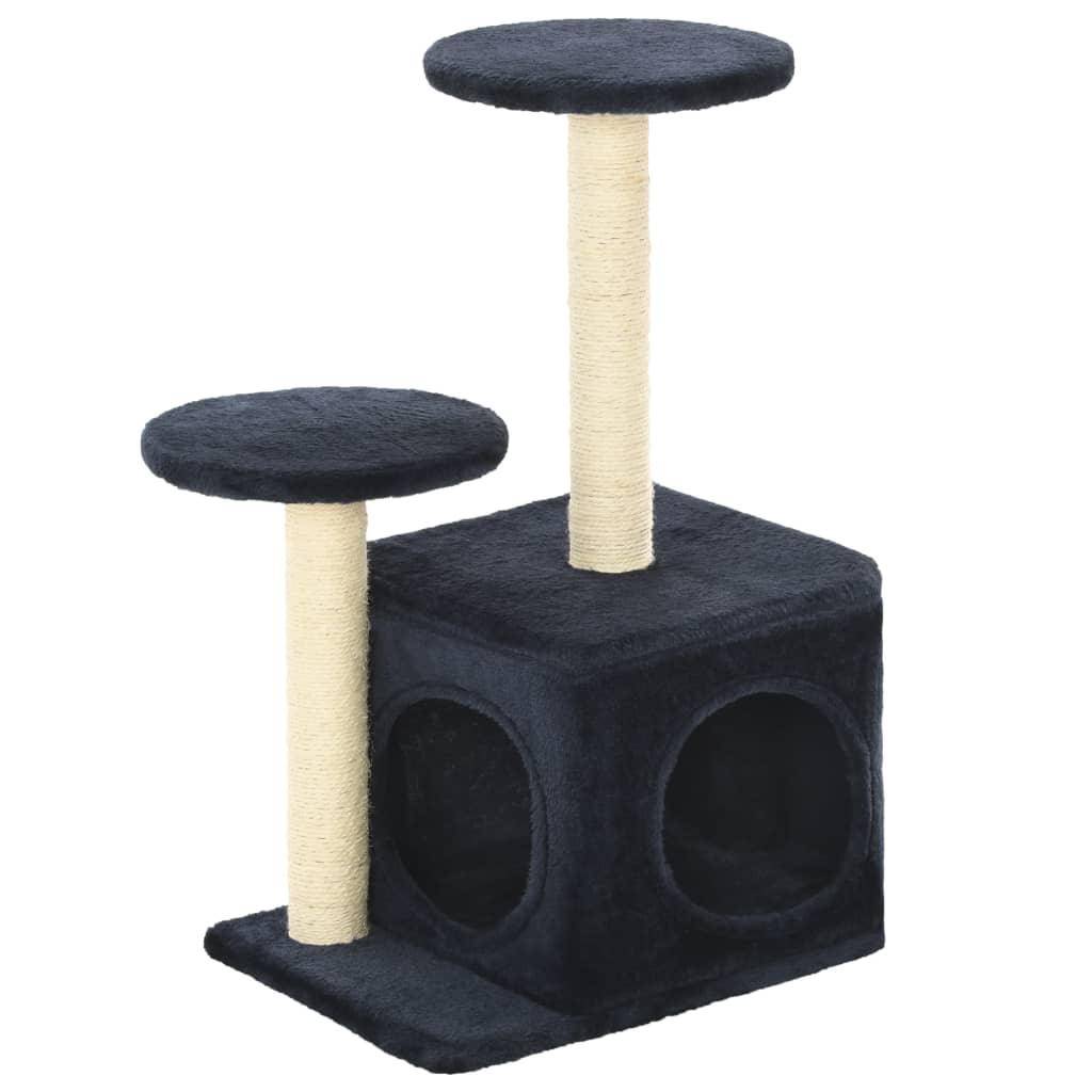 Helloshop26 - Arbre à chat griffoir grattoir niche jouet animaux peluché en sisal 60cm bleu foncé - Imagen 2