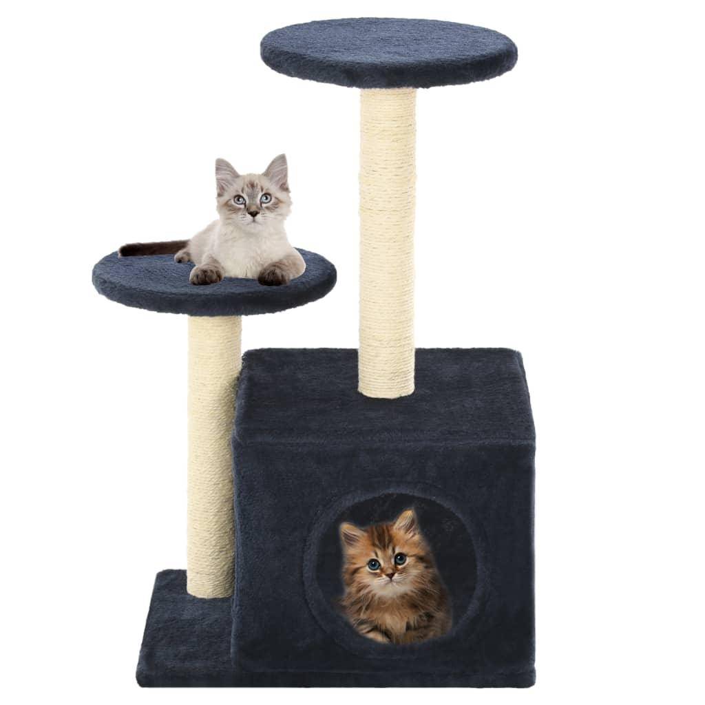 Helloshop26 - Arbre à chat griffoir grattoir niche jouet animaux peluché en sisal 60cm bleu foncé - Imagen 1