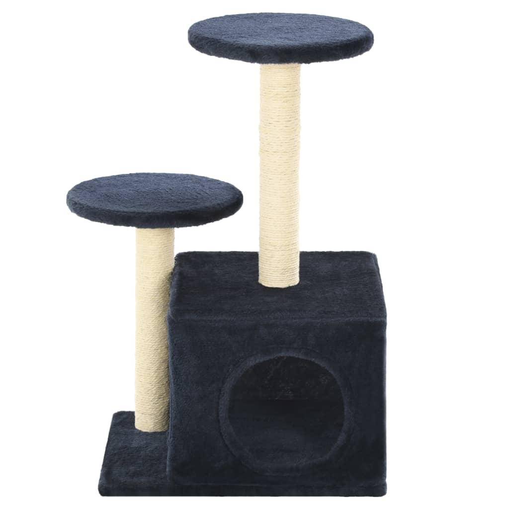 Helloshop26 - Arbre à chat griffoir grattoir niche jouet animaux peluché en sisal 60cm bleu foncé - Image 4