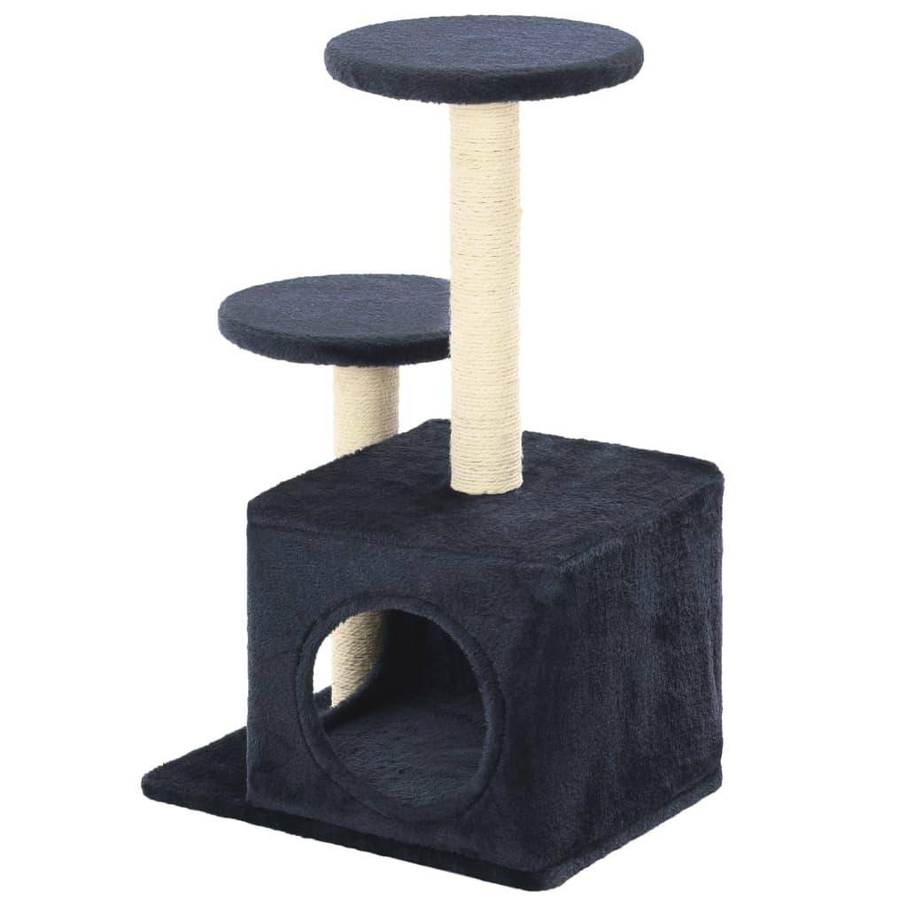 Helloshop26 - Arbre à chat griffoir grattoir niche jouet animaux peluché en sisal 60cm bleu foncé - Imagen 3