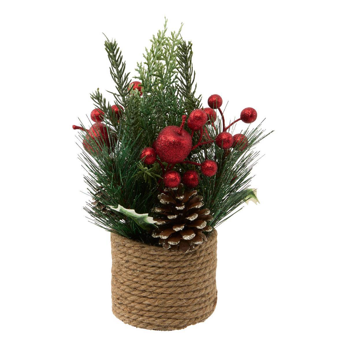 Feeric Christmas - Composition de Noël en jute et baies H. 25 cm - Feeric Lights & Christmas - Image 1