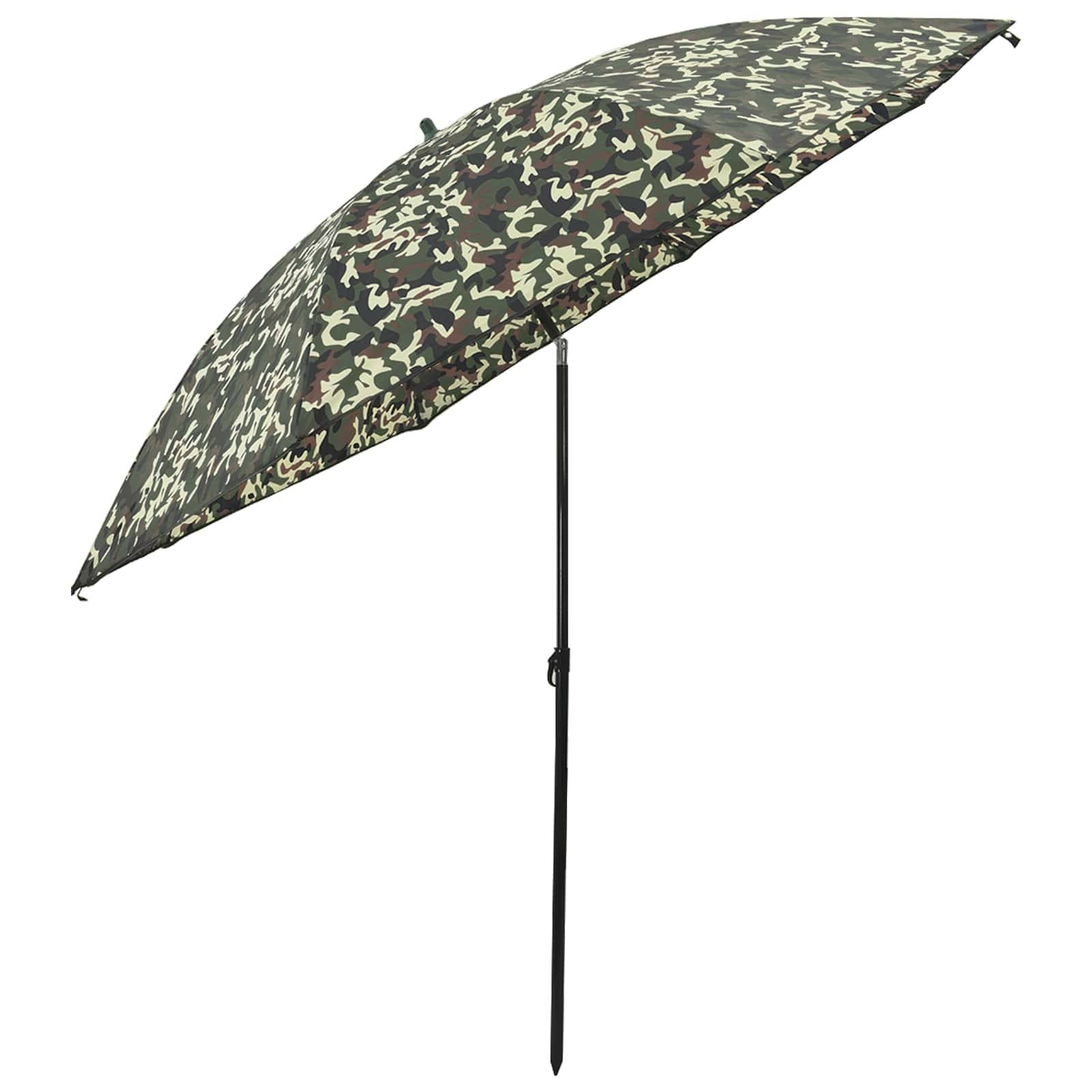 Parapluie De Pêche Anti-UV – Camouflage, Polyester Oxford, 220x220x193 Cm, Inclinable, Fenêtres PVC, Sardines Et Cordes