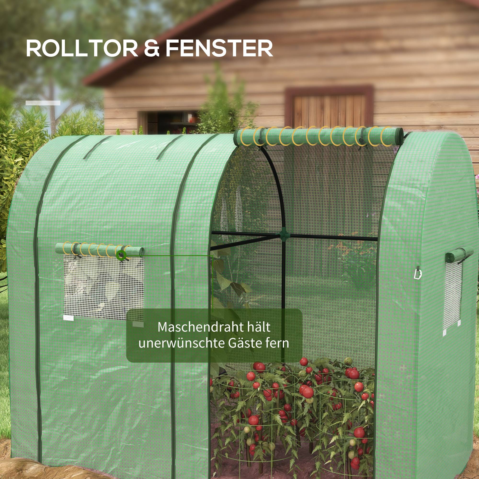 Serre à tomates double Acier et PE Culture haute Croissance optimale 185x94x150cm Vert - ComfortXL Outdoor Living - Image 8