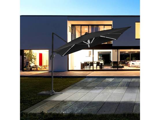 Parasol Déporté Avec Led - "sun 4 Luxe" - 3 X 4 M - Noir -habitat Et Jardin - Image 2