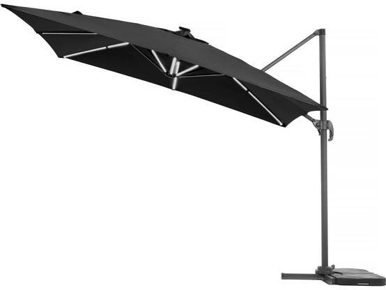 Parasol Déporté Avec Led - "sun 4 Luxe" - 3 X 4 M - Noir -habitat Et Jardin - Image 1
