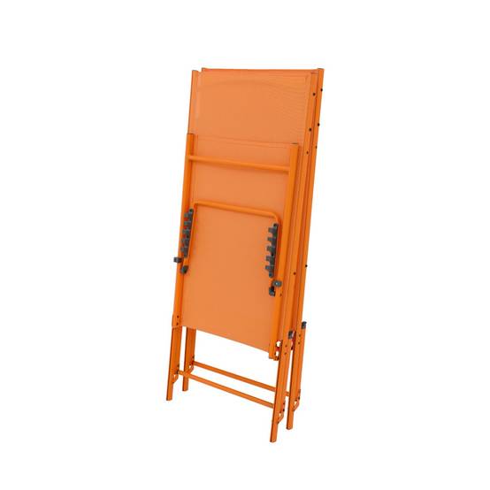 sweeek - Lot de 2 bains de soleil acier textilène inclinable 4 positions Tropea orange. 165 x 54.5 x 82.5 cm | sweeek - Image 7