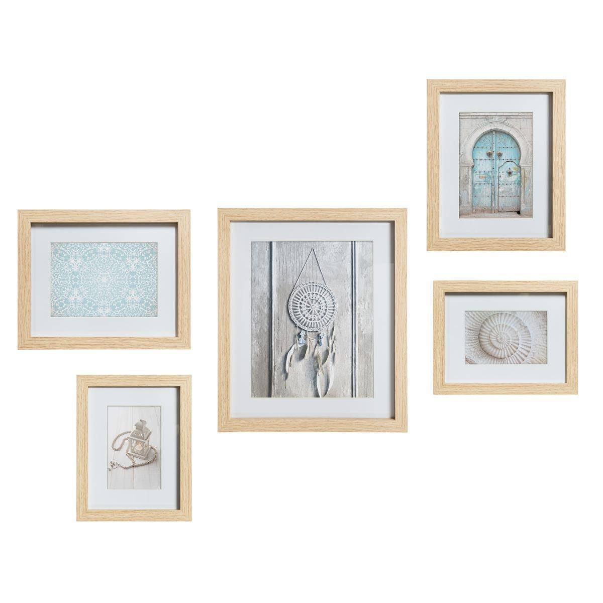 Atmosphera - Set de 5 cadres "Ethnique" bois naturel - Atmosphera Créateur d'intérieur - Image 1