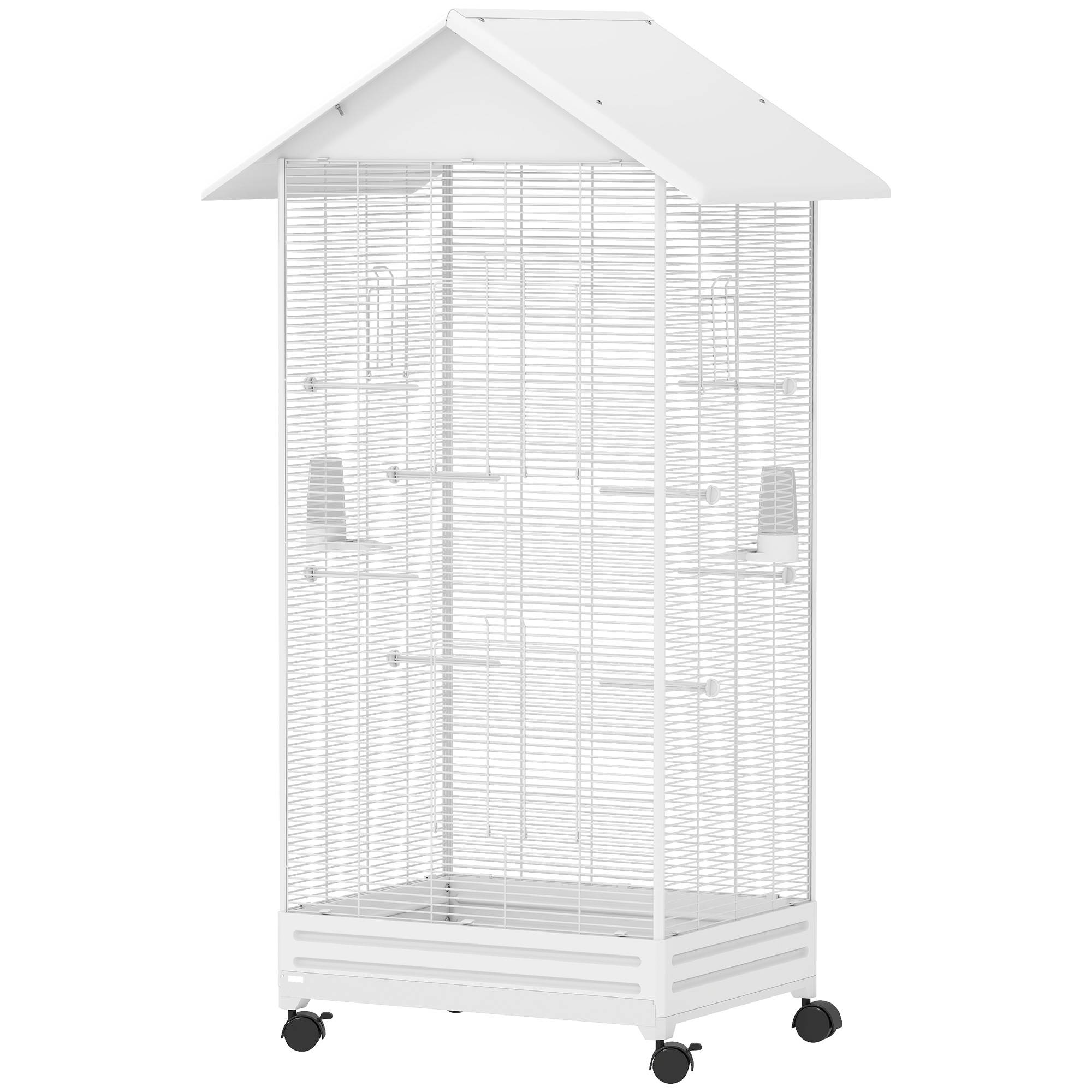Volière sur pied acier blanc 79 x 65 x 155 cm - PANGIVO - Image 2