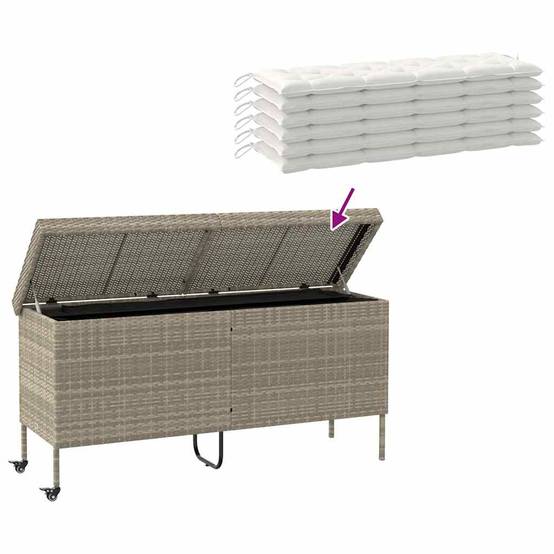 Grande Boîte de Rangement à Roulettes Résine Tressée Imperméable pour Extérieur Gris Clair 160x55x75 cm – ComfortXL Outdoor Living - Image 7