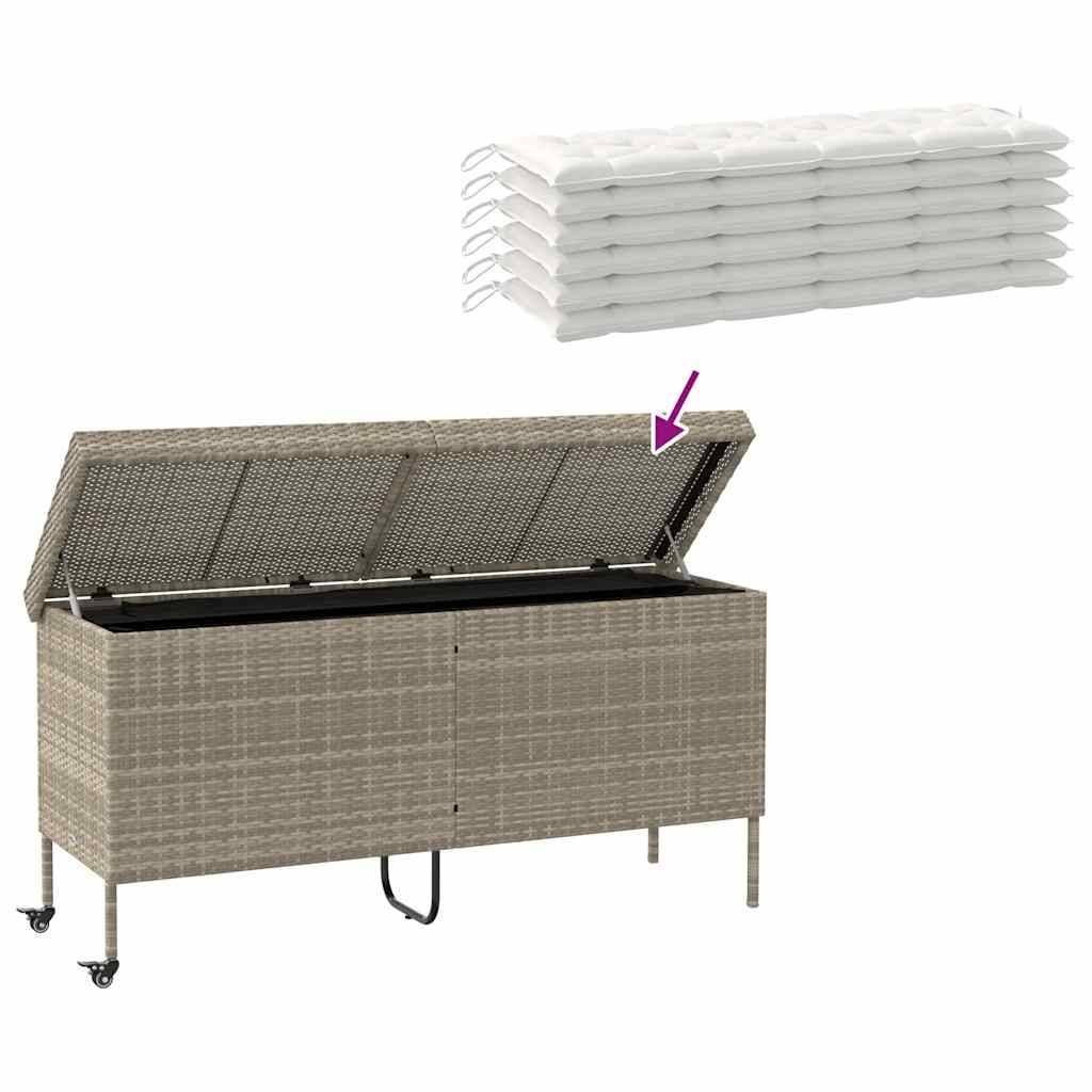 Grande Boîte de Rangement à Roulettes Résine Tressée Imperméable pour Extérieur Gris Clair 160x55x75 cm – ComfortXL Outdoor Living - Image 7