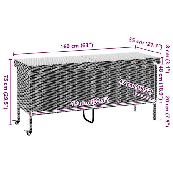 Grande Boîte de Rangement à Roulettes Résine Tressée Imperméable pour Extérieur Gris Clair 160x55x75 cm – ComfortXL Outdoor Living - Image 5