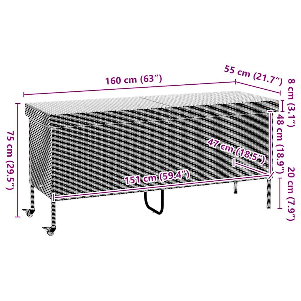 Grande Boîte de Rangement à Roulettes Résine Tressée Imperméable pour Extérieur Gris Clair 160x55x75 cm – ComfortXL Outdoor Living - Image 5