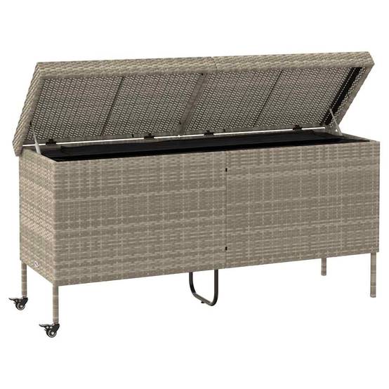 Grande Boîte de Rangement à Roulettes Résine Tressée Imperméable pour Extérieur Gris Clair 160x55x75 cm – ComfortXL Outdoor Living - Image 4
