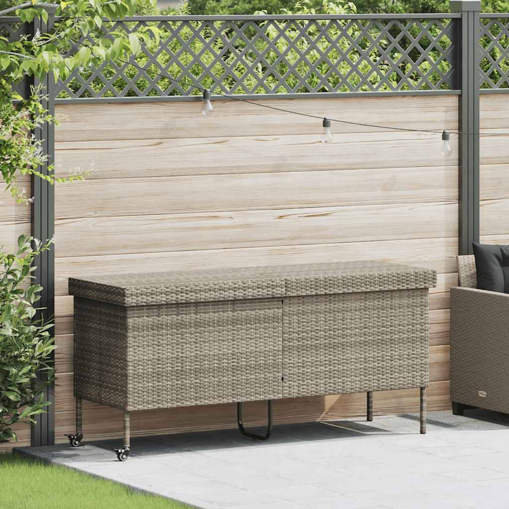 Grande Boîte de Rangement à Roulettes Résine Tressée Imperméable pour Extérieur Gris Clair 160x55x75 cm – ComfortXL Outdoor Living - Image 1