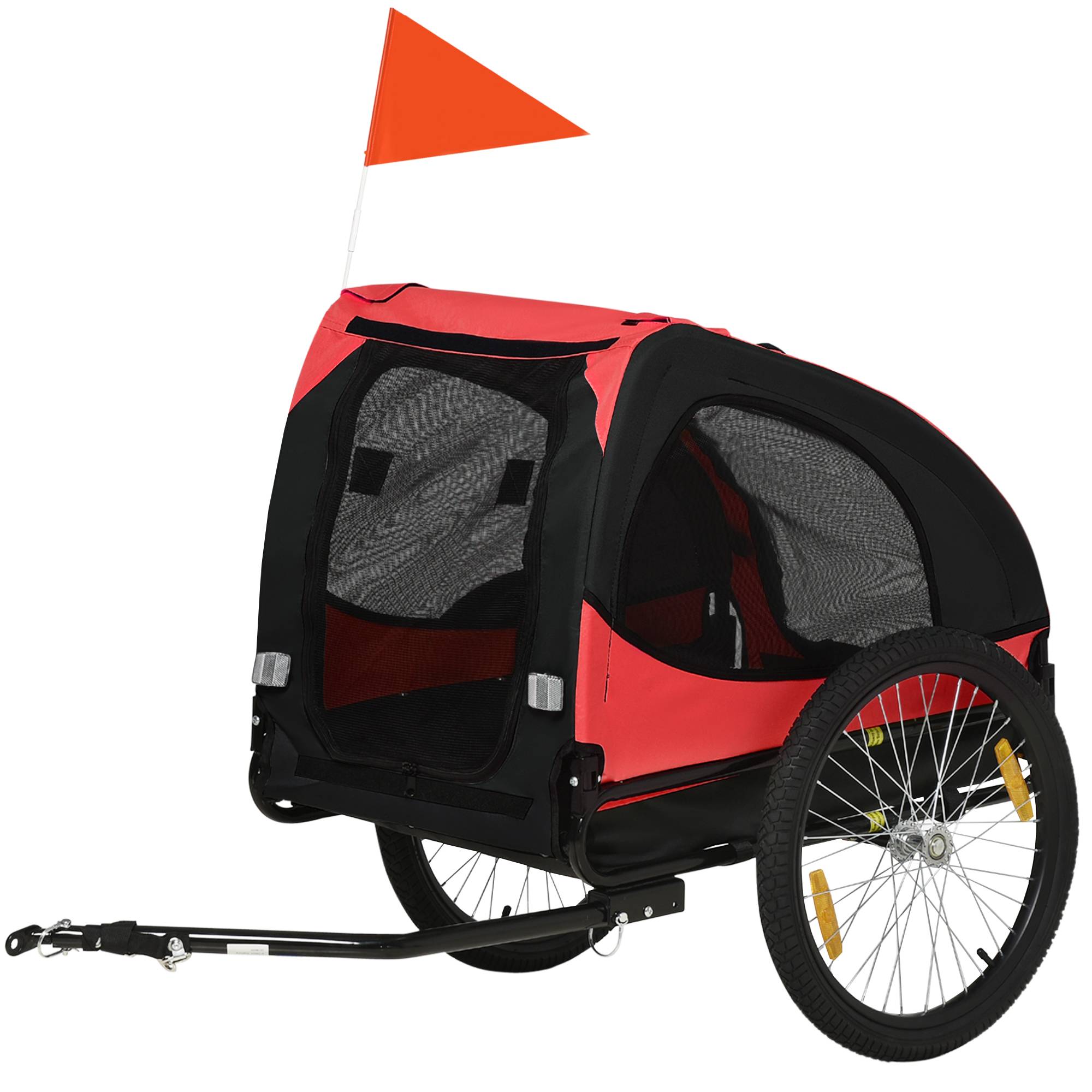 Remorque chien, pliable vélo chien, résistant eau, tissu Oxford, métal, 140 x 71 x 83 cm, rouge - Image 2
