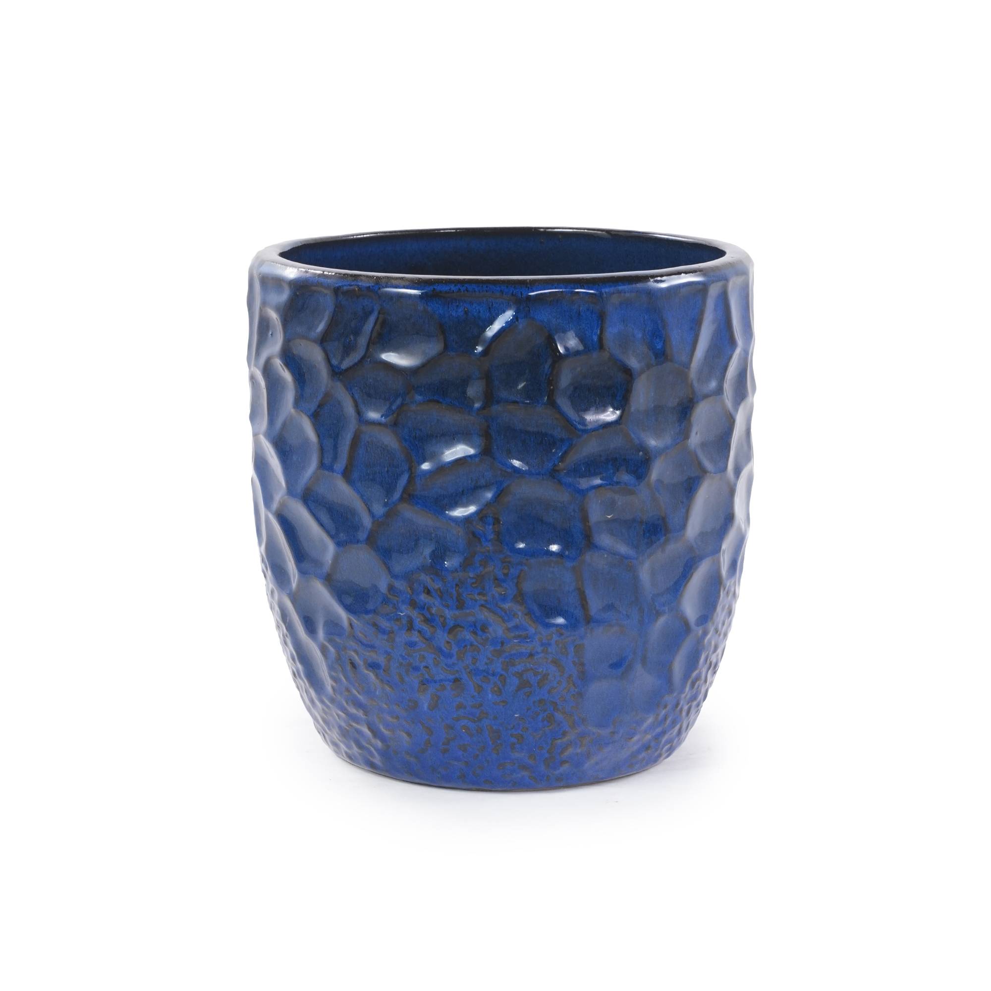 ComfortXL - Pot de fleurs en céramique Ø22,5 cm bleu marine intérieur succulentes avec drainage - ComfortXL Outdoor Living