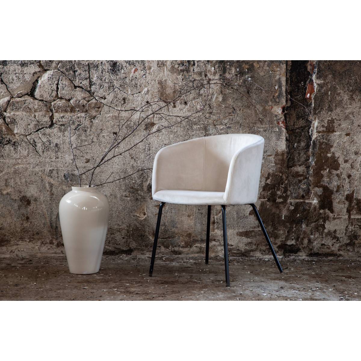 Paris Prix - Chaise en Velours "Berit" 78cm Beige & Noir - Image 9