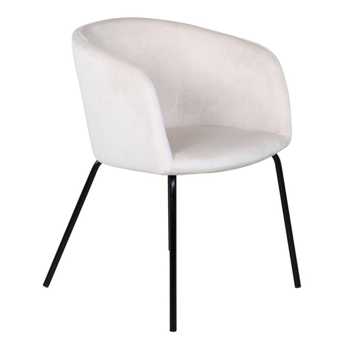 Paris Prix - Chaise en Velours "Berit" 78cm Beige & Noir - Image 1