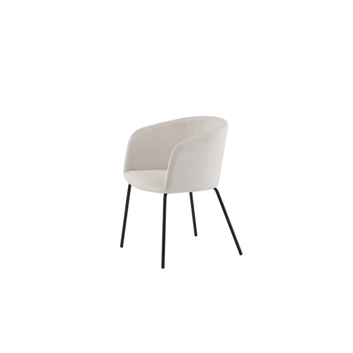 Paris Prix - Chaise en Velours "Berit" 78cm Beige & Noir - Image 4