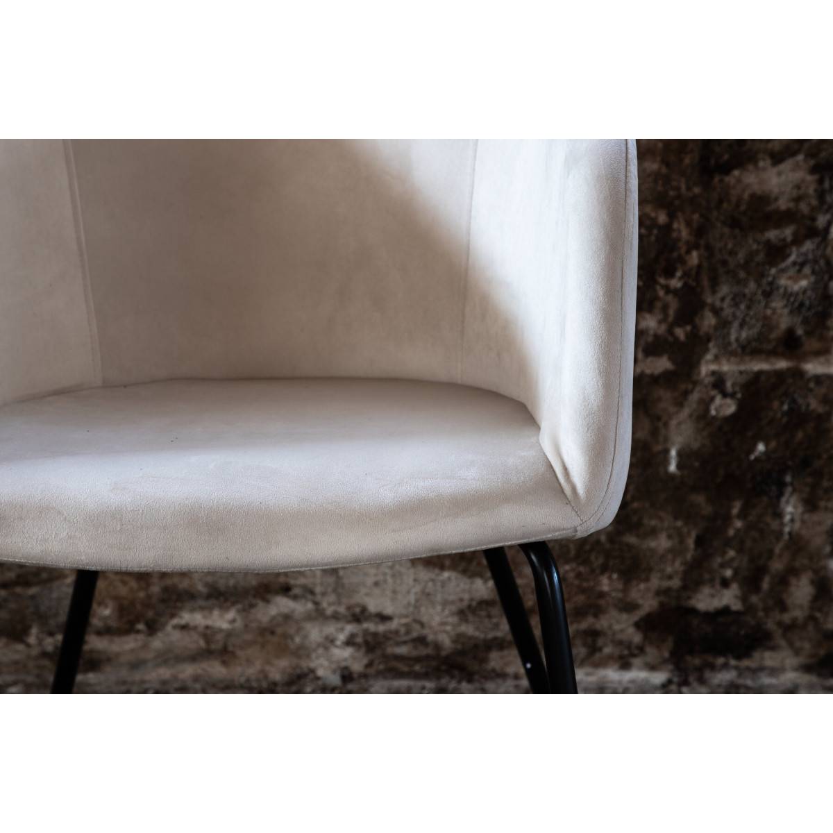 Paris Prix - Chaise en Velours "Berit" 78cm Beige & Noir - Image 8
