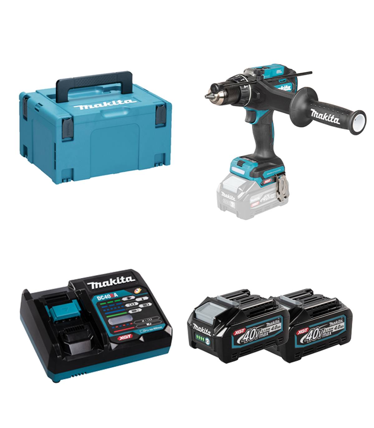 Makita - Perceuse visseuse à percussion 40 V max XGT - MAKITA - avec 2 batteries 2.5Ah - chargeur - MAKPAC - HP001GD201 - Image 1