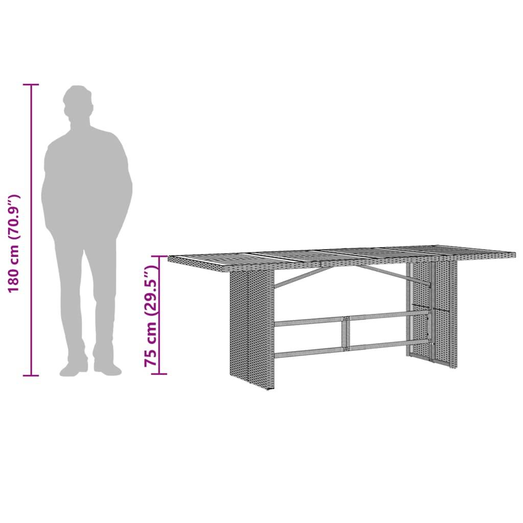 ComfortXL - Table de Repas de Jardin 190x80cm Noire avec Plateau en Bois d'Acacia et Résine Tressée – ComfortXL Outdoor Living - Image 10