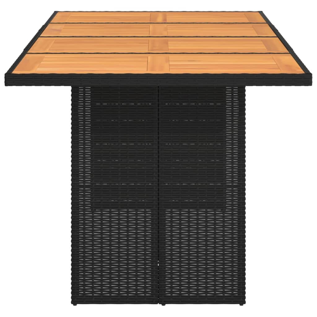ComfortXL - Table de Repas de Jardin 190x80cm Noire avec Plateau en Bois d'Acacia et Résine Tressée – ComfortXL Outdoor Living - Image 5