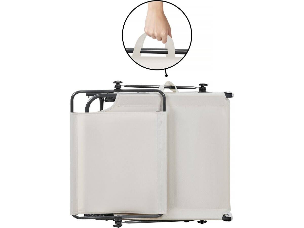Lot De 2 Bain De Soleil Pliable "lazy" - Avec Pare Soleil - Beige -habitat Et Jardin - Image 3