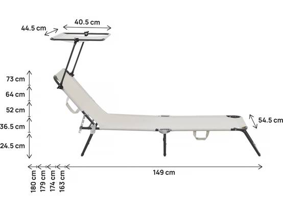 Lot De 2 Bain De Soleil Pliable "lazy" - Avec Pare Soleil - Beige -habitat Et Jardin - Image 4