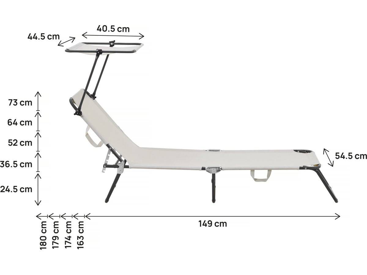 Lot De 2 Bain De Soleil Pliable "lazy" - Avec Pare Soleil - Beige -habitat Et Jardin - Image 4