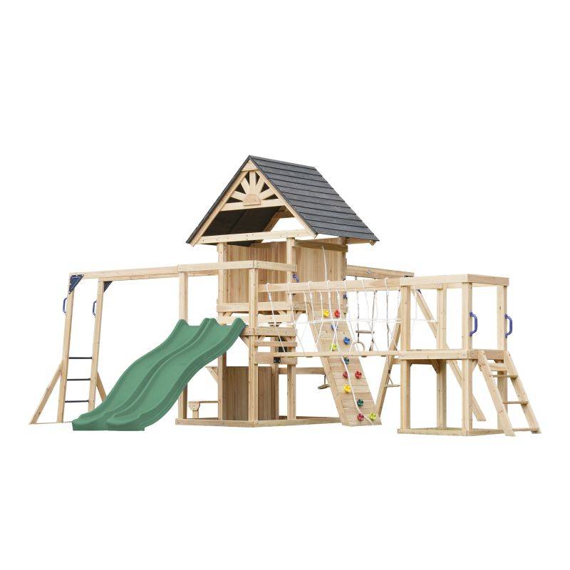 Portique Axi House Aire de jeux - Double toboggan vert - Hunter