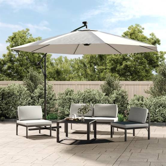 PANGIVO - Parasol déporté métal et polyester sable 350 x 350 x 290 cm - PANGIVO - Image 1