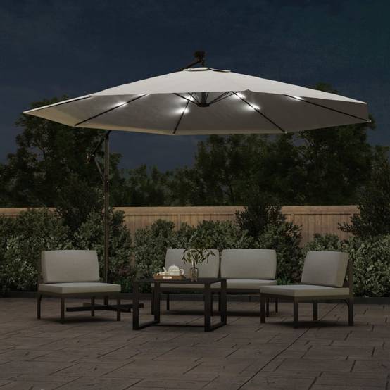 PANGIVO - Parasol déporté métal et polyester sable 350 x 350 x 290 cm - PANGIVO - Image 3