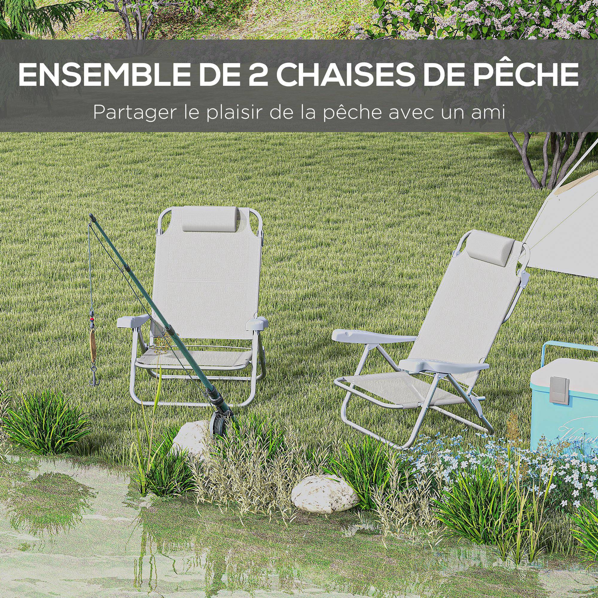Lot de 2 chaises de jardin pliante aluminium et maille 62 x 65 x 80 cm - PANGIVO - Image 6