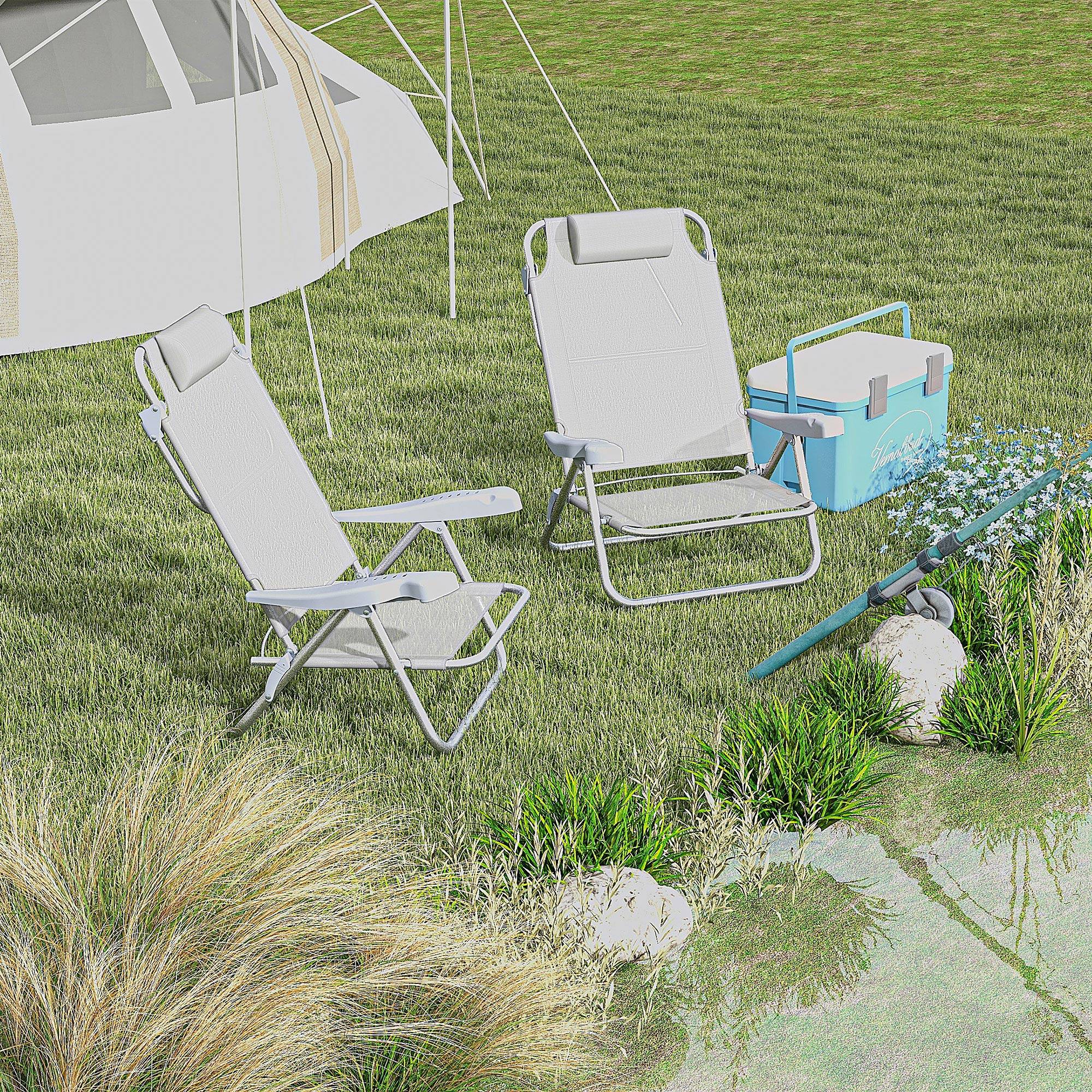 Lot de 2 chaises de jardin pliante aluminium et maille 62 x 65 x 80 cm - PANGIVO - Image 3